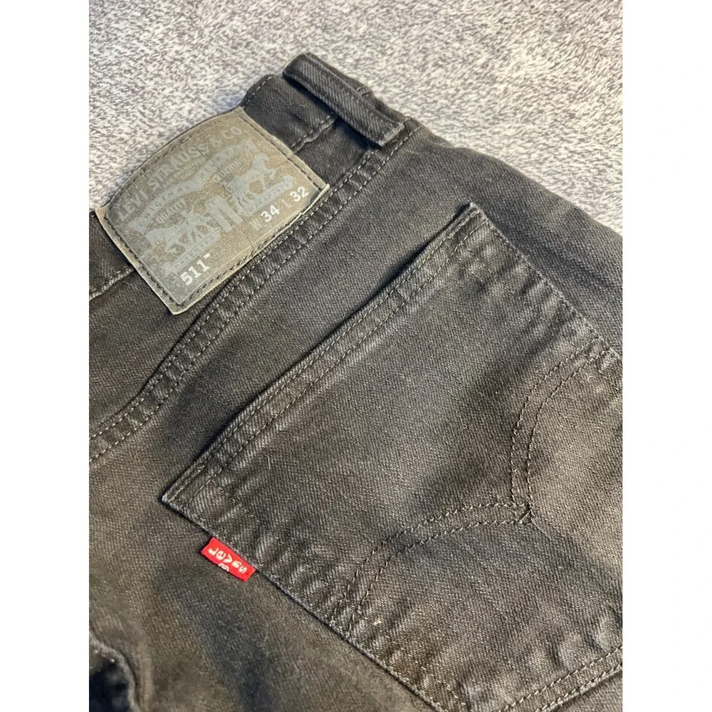 Levis 511 Slim Fit Black Jeans Mens 34x32 Stretch Denim Pants 04511-4406